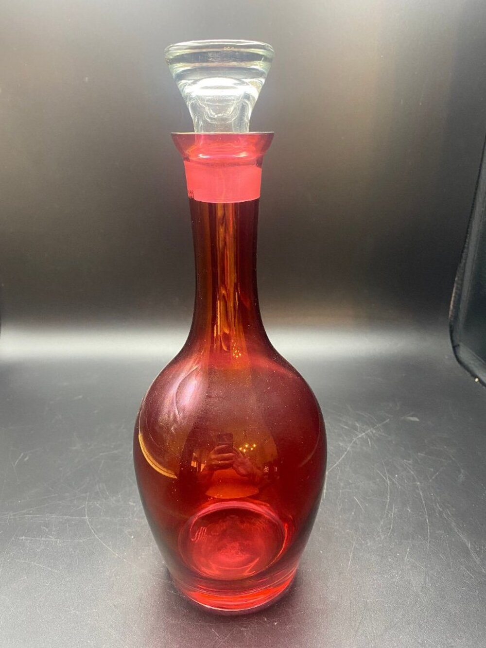 Cranberry Wine Decanter with Clear Stopper